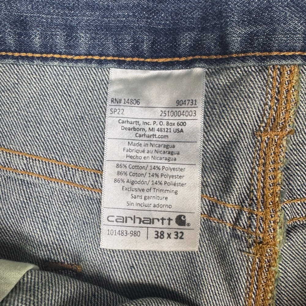NWT Carhartt Holter Jeans Relaxed Fit 38x32 Mens Denim Pants Blue Straight Leg - Picture 5 of 8